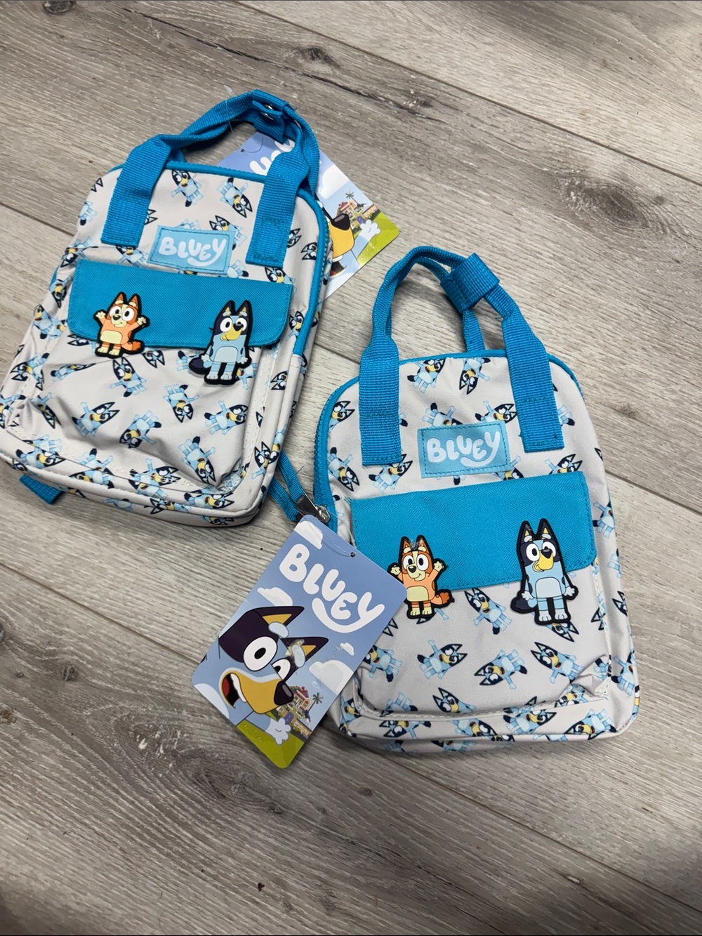 Bluey Kids Mini Backpack in Light Blue with Character Patch